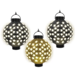 Club Pack of 18 Black and Gold Light-Up Stars Paper Lantern Hanging Decorations 8 - All