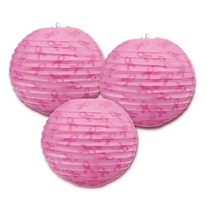 Club Pack of 18 Pink Ribbon Cancer Awareness Paper Lantern Hanging Decorations 9.5 - All