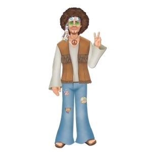 Club Pack of 12 Jointed 70's Male Hippie with Peace Signs Decorations 37 - All