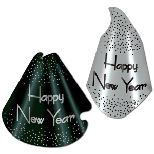 Club Pack of 50 Sparkling Silver Happy New Years Legacy Party Favor Hats - All