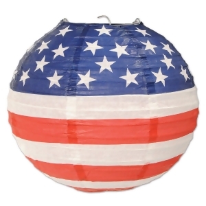 Club Pack of 18 Red White and Blue Usa Stars and Stripes Patriotic Lantern Hanging Decorations 9.5 - All