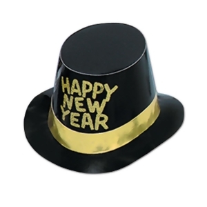 Club Pack of 25 Black with Glittered Happy New Years Legacy Party Favor Hats - All