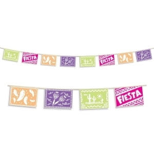 Club Pack of 12 Fun and Festive Fiesta Picado Banner Hanging Decorations 12' - All