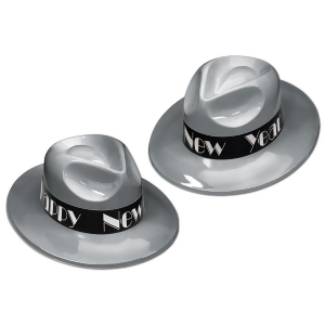 Club Pack of 25 Silver Swing Fedora Happy New Years Legacy Party Favor Hats - All