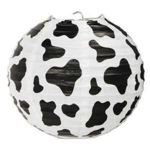 Club Pack of 18 Country Western Black and White Cow Print Paper Lantern Hanging Decorations 9.5 - All