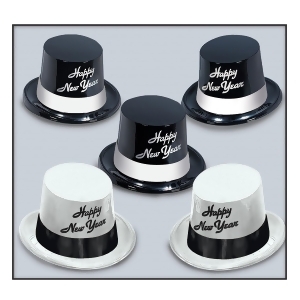 Club Pack of 25 Black and White Legacy Happy New Years Legacy Party Favor Hats - All