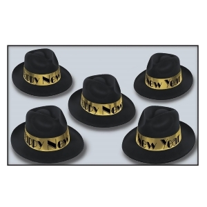 Club Pack of 25 Swing Gold Fedora Happy New Years Legacy Party Favor Hats - All