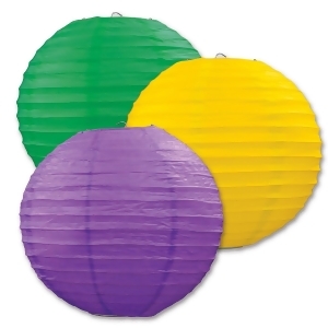 Club Pack of 18 Round Green Yellow and Purple Hanging Paper Lanterns 9.5 - All