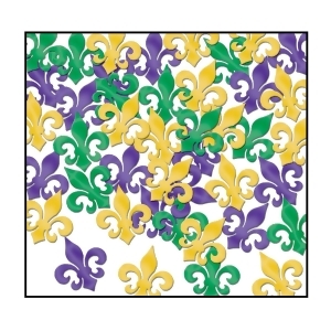 Club Pack of 12 Purple Green and Gold Fanci-Fetti Fleur De Lis Celebration Confetti Bags 1 oz. - All