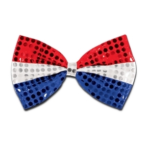 Club Pack of 12 Patriotic Red Silver and Blue Glitz 'N Gleam Bow Tie Costume Accessories 7 - All
