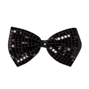 Club Pack of 12 Black Glitz 'N Gleam New Year's Eve Bow Tie Costume Accessories 7 - All
