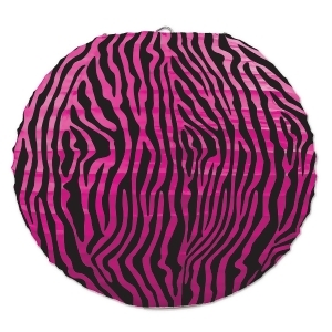 Club Pack of 18 Black and Cerise Pink Zebra Print Paper Lantern Hanging Decorations 9.5 - All