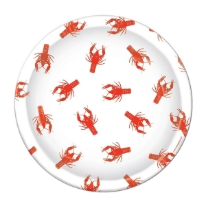 Pack of 96 Disposable White and Red Crawfish Dinner Plates 9 - All