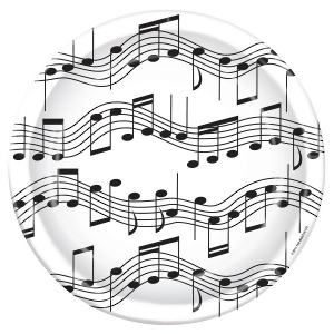Pack of 96 Dispoable Black and White Musical Notes Dinner Plates 9 - All