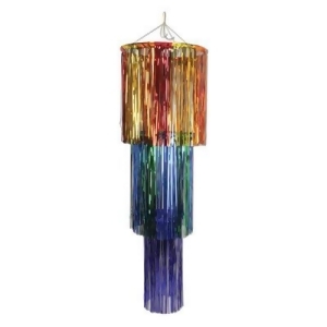 Pack of 6 Shimmering 3-Tier Multi-Color Metallic Chandelier Hanging Party Decorations 4' - All