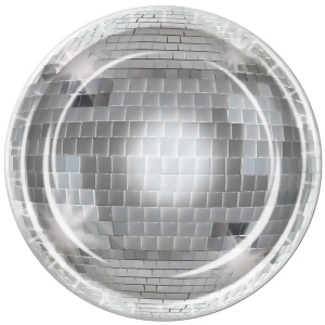Pack of 96 Disposable Shimmering Silver Disco Ball Dinner Plates 9 - All