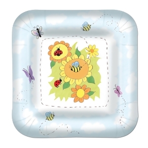 Pack of 96 Disposable Colorful Springtime Garden Square Dinner Plates 9 - All