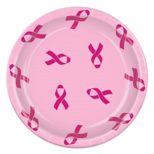 Pack of 96 Disposable Hot and Light Pink Ribbon Dinner Plates 9 - All