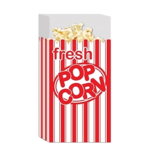 Club Pack of 300 Red and White Striped Fresh Popcorn Movie Night Bags - All