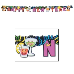 Club Pack of 12 Happy New Year Streamer Party Decoration 6' - All