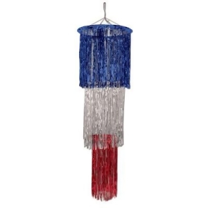 Pack of 6 Shimmering 3-Tier Red Silver and Blue Chandelier Hanging Party Decorations 4' - All