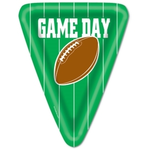 Pack of 96 Disposable Green Game Day Football Triangular Dinner Plates - All