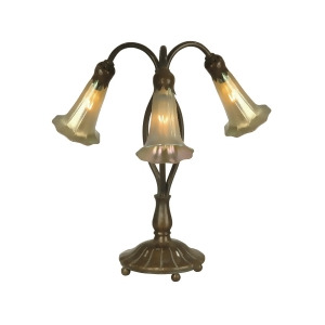 14.5 Gold Lily 3-Light Hand Crafted Glass Accent Lamp - All
