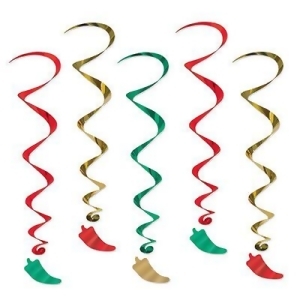 Pack of 30 Southwestern Chili Pepper Metallic Spiral Hanging Party Decoration Whirls 3' - All