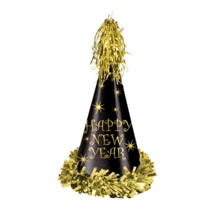Club Pack of 25 Gold Reflection Happy New Years Party Favor Hats - All