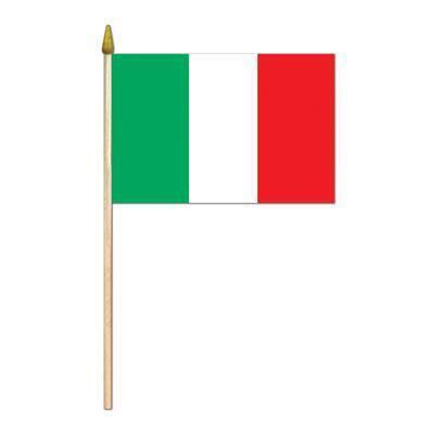 Pack of 12 Decorative Italian Flags on Gold Spear-Tipped 