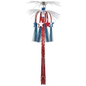 Pack of 12 Red White and Blue Patriotic Hanging Metallic Column with Stars Party Decorations 3' - All