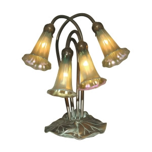 13 Gold Lily 4-Light Hand Crafted Glass Accent Lamp - All