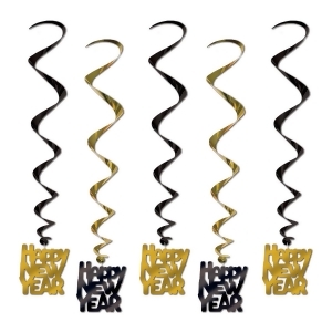 Club Pack of 30 Gold and Black Whirls Happy New Year Party Decoration 33 - All