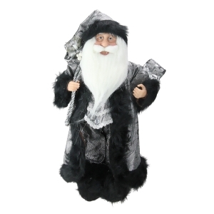 16 Standing Santa Claus in Silver and Black with Gifts Christmas Figure - All
