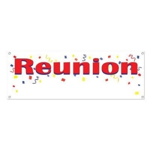 Pack of 12 Class or Family Reunion Party Banners with Grommets and Room for Personalization 5' - All