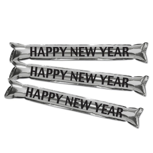 Club Pack of 24 Silver and Black New Year's Eve Inflatable Make Some Noise Party Sticks 22 - All