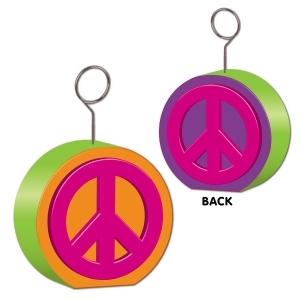 Pack of 6 Purple Orange Pink and Green Peace Sign Photo or Balloon Holder Party Decorations - All