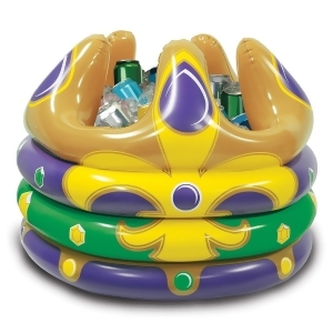 Club Pack of 6 Yellow Green and Purple Inflatable Mardi Gras Crown Drink Cooler 24 - All