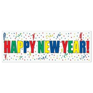 Club Pack of 12 Multi-Colored Happy New Year Party Decoration Banner 5' - All