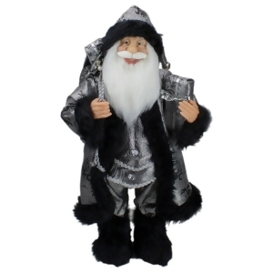 24 Standing Santa Claus in Silver and Black with Gifts Christmas Figure - All