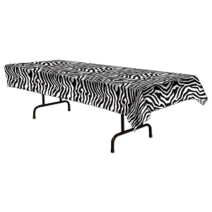 Club Pack of 12 Black and White Zebra Print Table Covers 54 x 108' - All