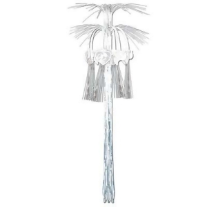 Pack of 12 Silver and White with Hearts and Doves Metallic Hanging Column Wedding Decorations 3' - All