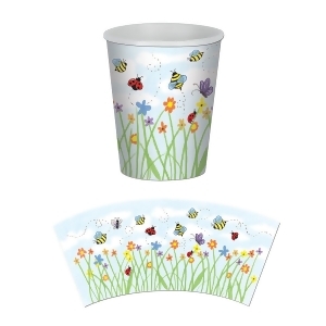 Club Pack of 96 Hot and Cold Disposable Garden Beverage Cups 9 oz. - All