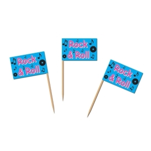 Club Pack of 600 Blue Pink 50's Themed Rock Roll Food Drink or Decoration Party Picks 2.5 - All