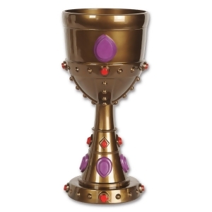 Club Pack of 12 Gold Medieval Red and Purple Jeweled Party Goblets 8oz - All