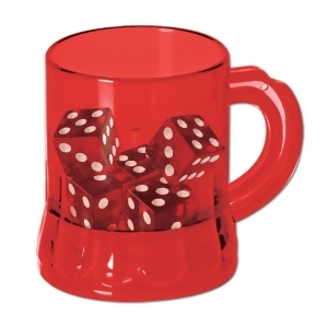 Club Pack of 12 Red Plastic Casino Mug Shots with Dice Decorations 3oz - All