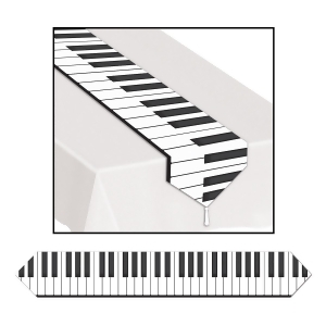 Club Pack of 12 Printed Piano Keyboard Table Runner 6' - All