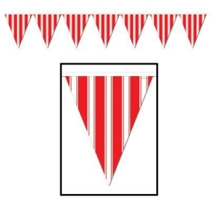 Pack of 12 Red and White Striped Circus Carnival Party Decoration Pennant Banners 12' - All