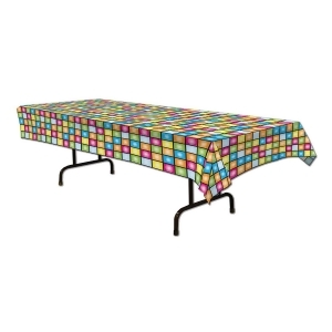 Club Pack of 12 Bright Rainbow Disco Rectangle Tablecovers 54 x 108'' - All