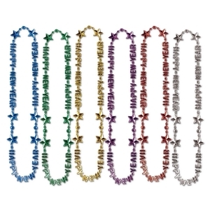 Club Pack of 12 Happy New Year Assorted Beads-of-Expression Necklace 36 - All